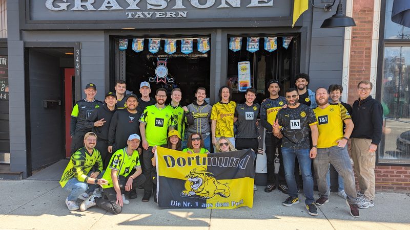 The Dortmund flag outside The Graystone